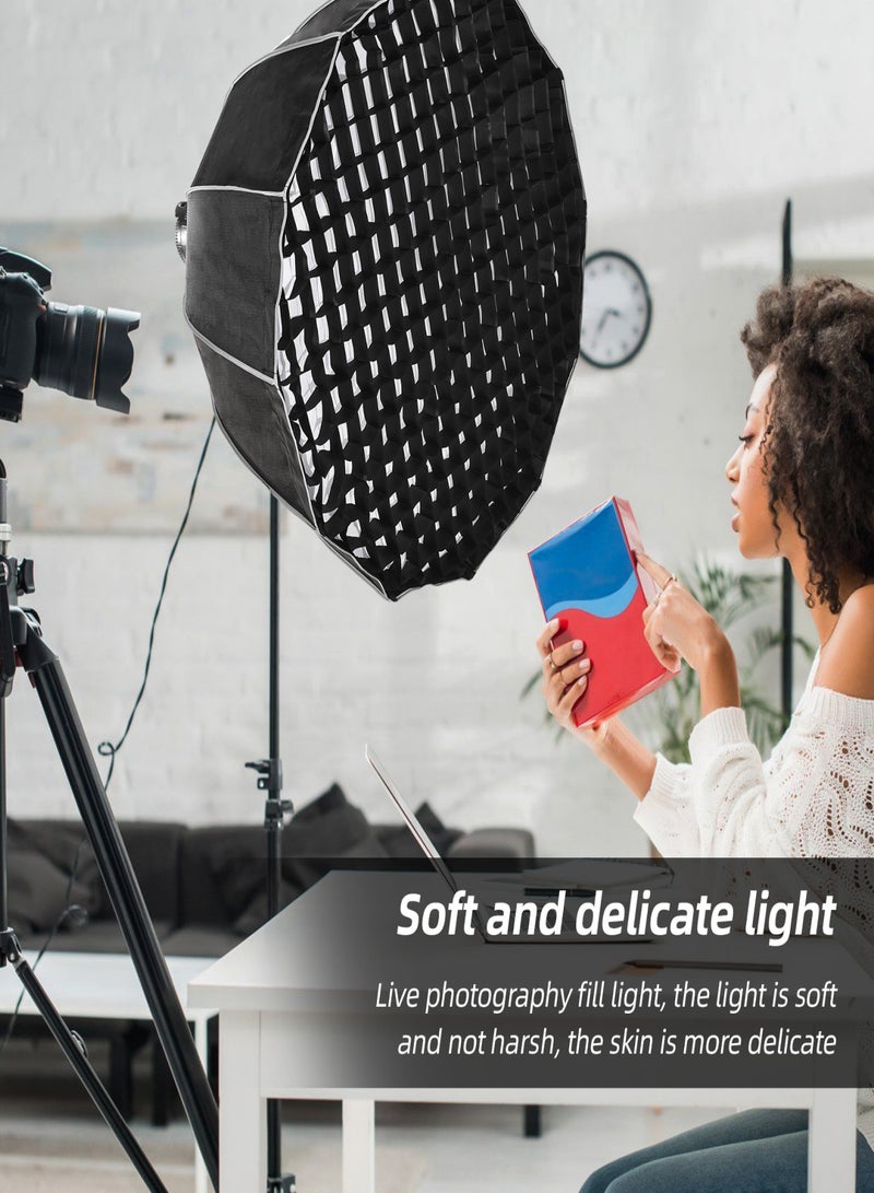 ANDOER 90cm/35inch Multi-purpose Deep Parabolic Softbox Bowens Mount Quick Set-up for Portraits Interviews Filmmaking with Diffuser Cloth Honeycomb Grid Carrying Bag - Image 5