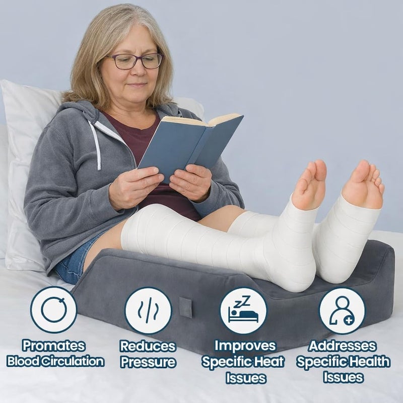 CIVJET 3-Height Adjustable Leg Elevation Pillows After Surgery - Memory Foam Support for Both Legs, Knee & Ankle Wedge for Swelling & Circulation, Removable Washable Velvet Cover - Image 3
