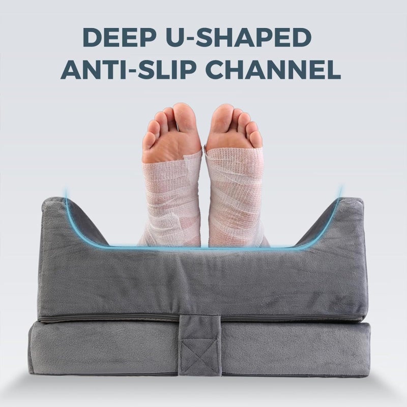 CIVJET 3-Height Adjustable Leg Elevation Pillows After Surgery - Memory Foam Support for Both Legs, Knee & Ankle Wedge for Swelling & Circulation, Removable Washable Velvet Cover - Image 5