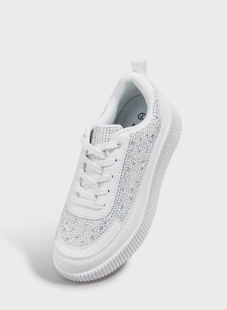 LUCKY STEP Women's Sneakers | Glitter Sneakers | Fashion Sneakers (Silver, 6US-36EU-3UK