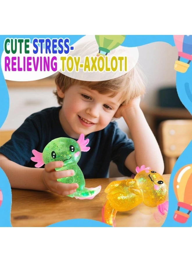 GIOIO Axolotl Squishy Stress Relief Toy Glitter Fidget Toys Cute Malt Sugar Axolotl Toy Fidget Toys for Kids Youth Adult, Party Favors Anxiety Relief Squishy Toys(Blue) - Image 5