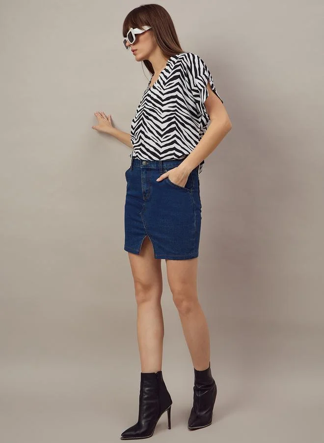 Kuwarii Animal Print Relaxed Fit Top