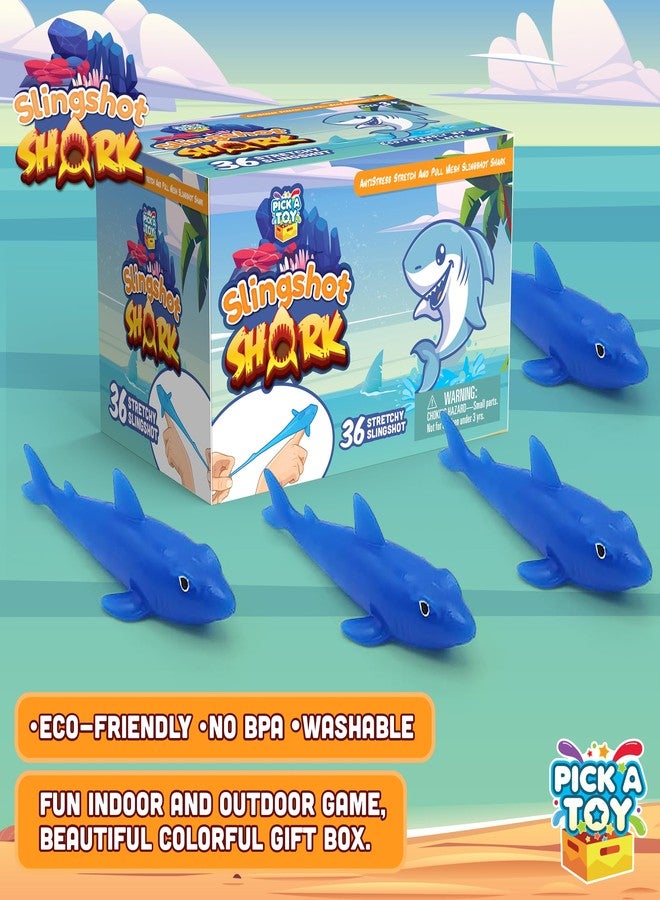 PICK A TOY 36 Pcs Shark Party Favors Stretchy Slingshot Toys, Mini Toys Age 4-8 8-12, Birthday Goodie Bags Stuffers, Sea Animal Party Decorations, Fish Shooter Game Finger Flicker, Party Favors - Image 3