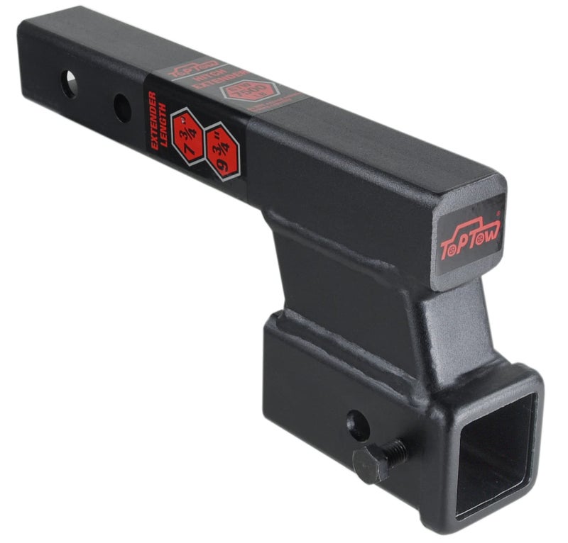 TOPTOW Trailer Receiver Hitch Extender Adapter 4 DropRiser 8 and 10 Extension Length 2 Shank 7500lbs Towing Capacity Matte Black