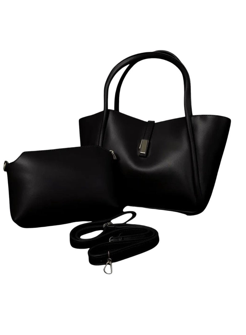 Faux Leather 2-in-1 Hand & Crossbody Bag - Image 1