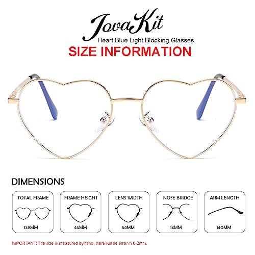 JOVAKIT Heart Shaped Blue Light Blocking Glasses for Women Fashion Vintage Lovely Style Metal Frame Eyeglasses (Gold) - Image 4