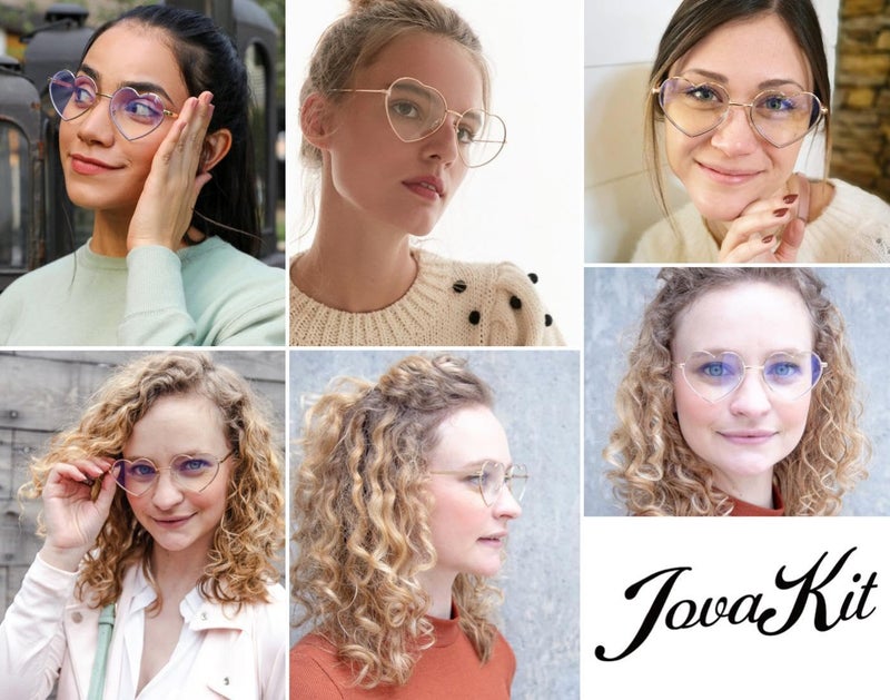 JOVAKIT Heart Shaped Blue Light Blocking Glasses for Women Fashion Vintage Lovely Style Metal Frame Eyeglasses (Gold) - Image 3