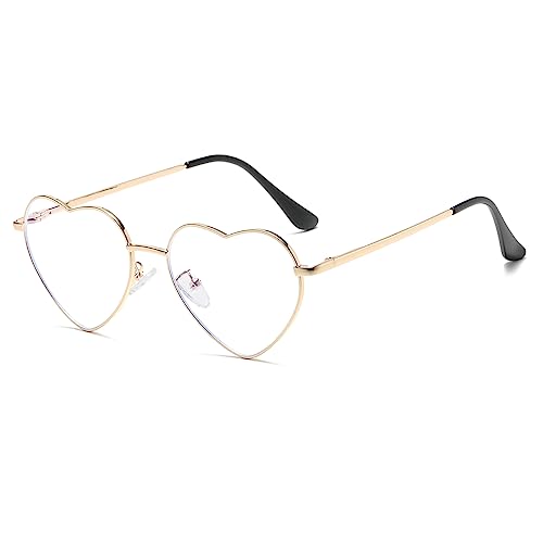 JOVAKIT Heart Shaped Blue Light Blocking Glasses for Women Fashion Vintage Lovely Style Metal Frame Eyeglasses (Gold) - Image 1