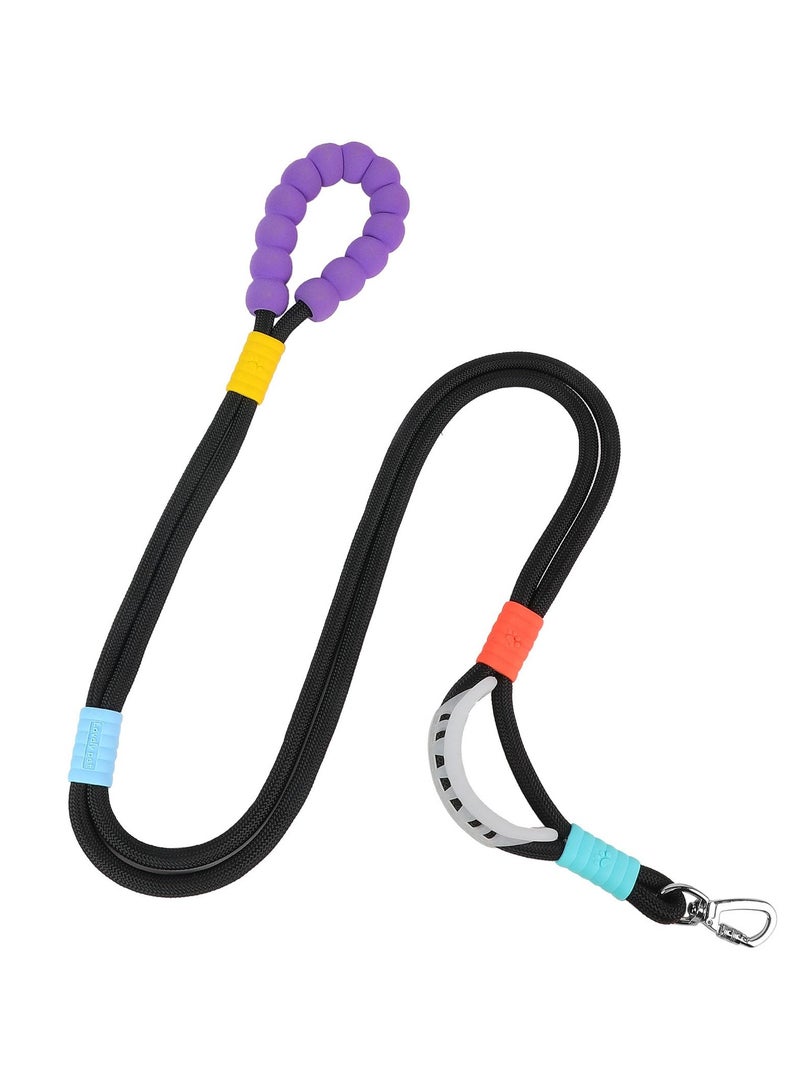 SYOSI 5 FT Versatile Crossbody Heavy Duty Dog Leash - Double Handle with Padded Handle, Lockable Metal Clip, Adjustable Pet Leash for Small, Medium, Large Dogs, Perfect for Walking, Running, Hiking (Black) - Image 1