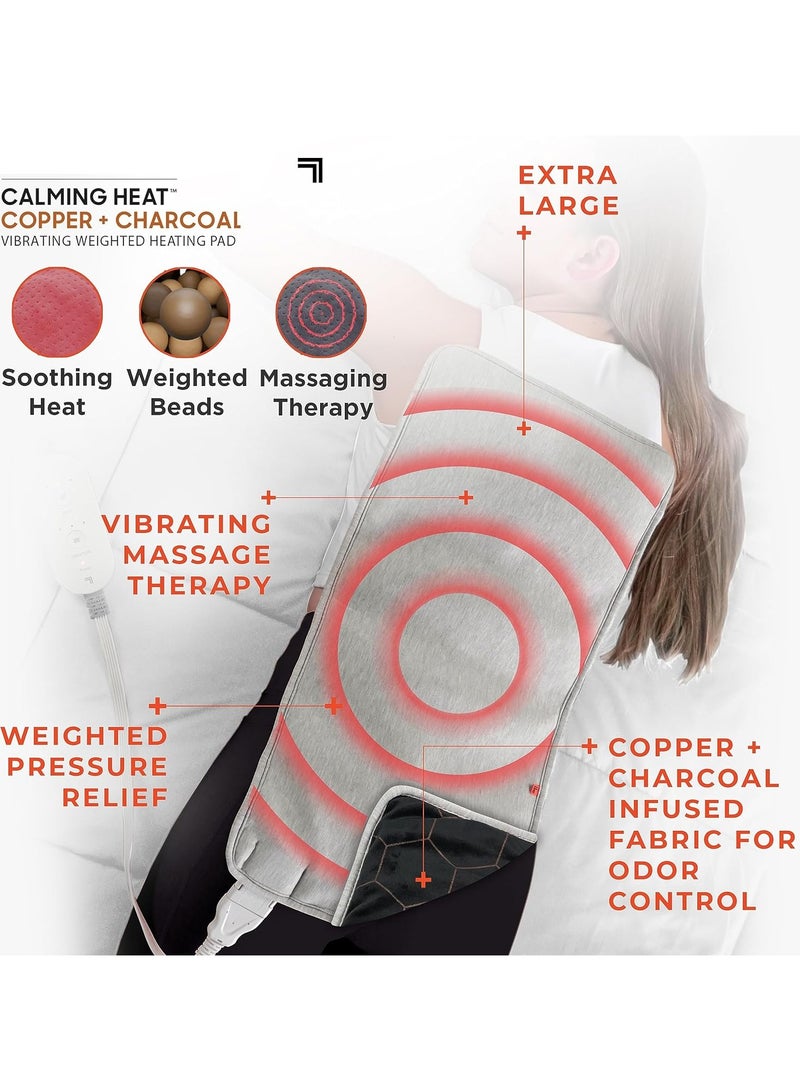 DubaiGallery Heat XXL-Wide Weighted Heating Pad - Electric Heat with Massaging Vibrations, Auto-Off, 12 Settings - 27 Relaxing Combinations - Image 4