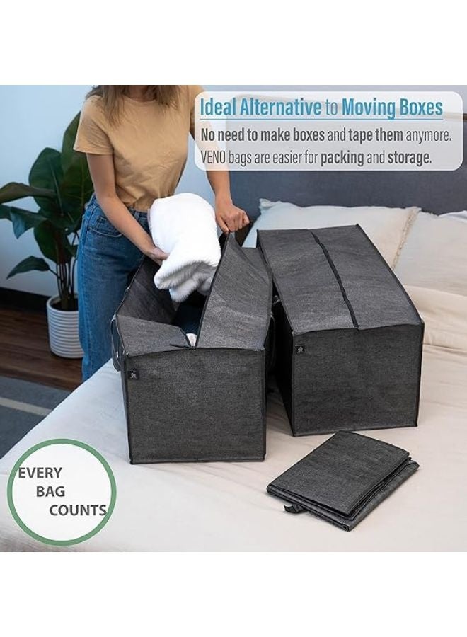 4 Pack Heavy Duty Extra Large Moving Bags W/Backpack Straps Strong Handles & Zippers, Storage Totes for Space Saving, Fold Flat, Alternative to Moving Box (Gray, 4 Pack) - Image 2