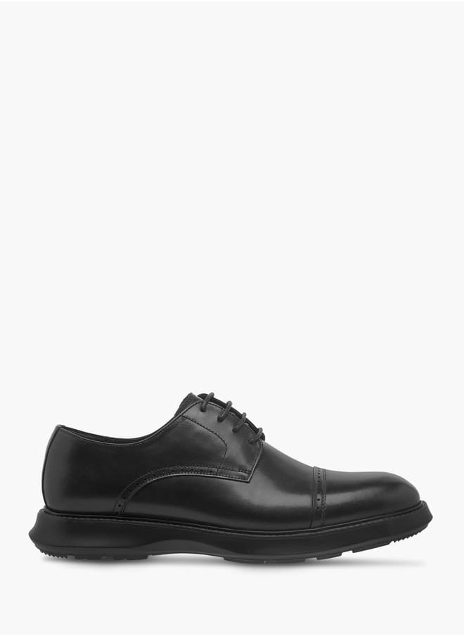 Men Perforated Derby Shoes with Lace-Up Closure