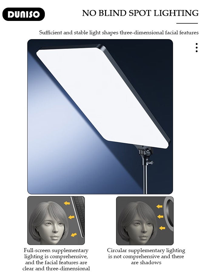 DUNISO LED Video Lighting Kit Dimmable Full-Screen Studio Photography Light Kit Video Lighting Fill Light Professional Selfie Light Portable Studio Lights with Extendable Tripod Stand for Video Recording/Makeup/Selfie  - Image 4