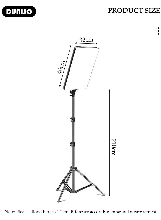 DUNISO LED Video Lighting Kit Dimmable Full-Screen Studio Photography Light Kit Video Lighting Fill Light Professional Selfie Light Portable Studio Lights with Extendable Tripod Stand for Video Recording/Makeup/Selfie  - Image 2