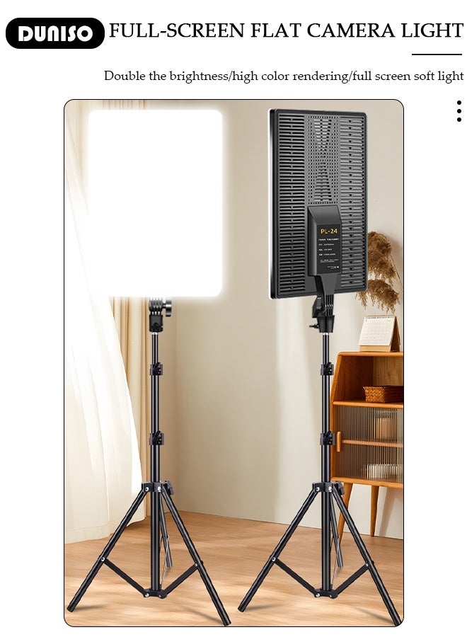 DUNISO LED Video Lighting Kit Dimmable Full-Screen Studio Photography Light Kit Video Lighting Fill Light Professional Selfie Light Portable Studio Lights with Extendable Tripod Stand for Video Recording/Makeup/Selfie  - Image 3