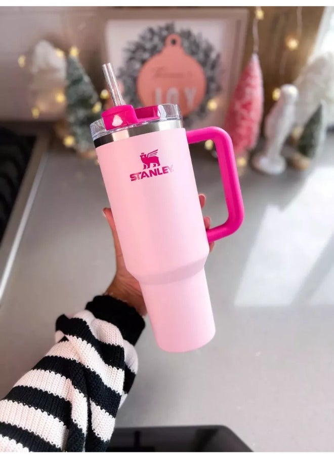Stanley - Stanley H2.0 Flowstate Quencher Tumbler 40oz (Flamingo PINK) Vacuum Insulated Stainless Steel for Hot & Cold Beverages - Perfect for Travel, Coffee & Outdoor Activities - Image 1