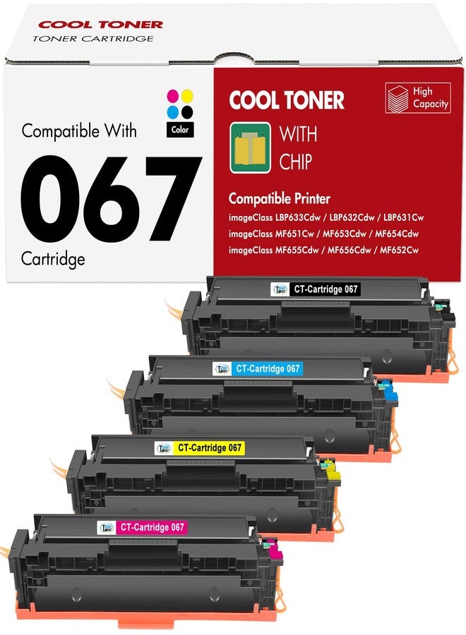 Cool Toner 067 Toner Cartridge Set 067H MF654Cdw MF656Cdw Compatible Replacement for Canon Color ImageCLASS MF654Cdw MF653Cdw LBP632Cdw LBP633Cdw Printer 4 Pack High Yield Ink (Black Cyan Yellow Magenta) - Image 1