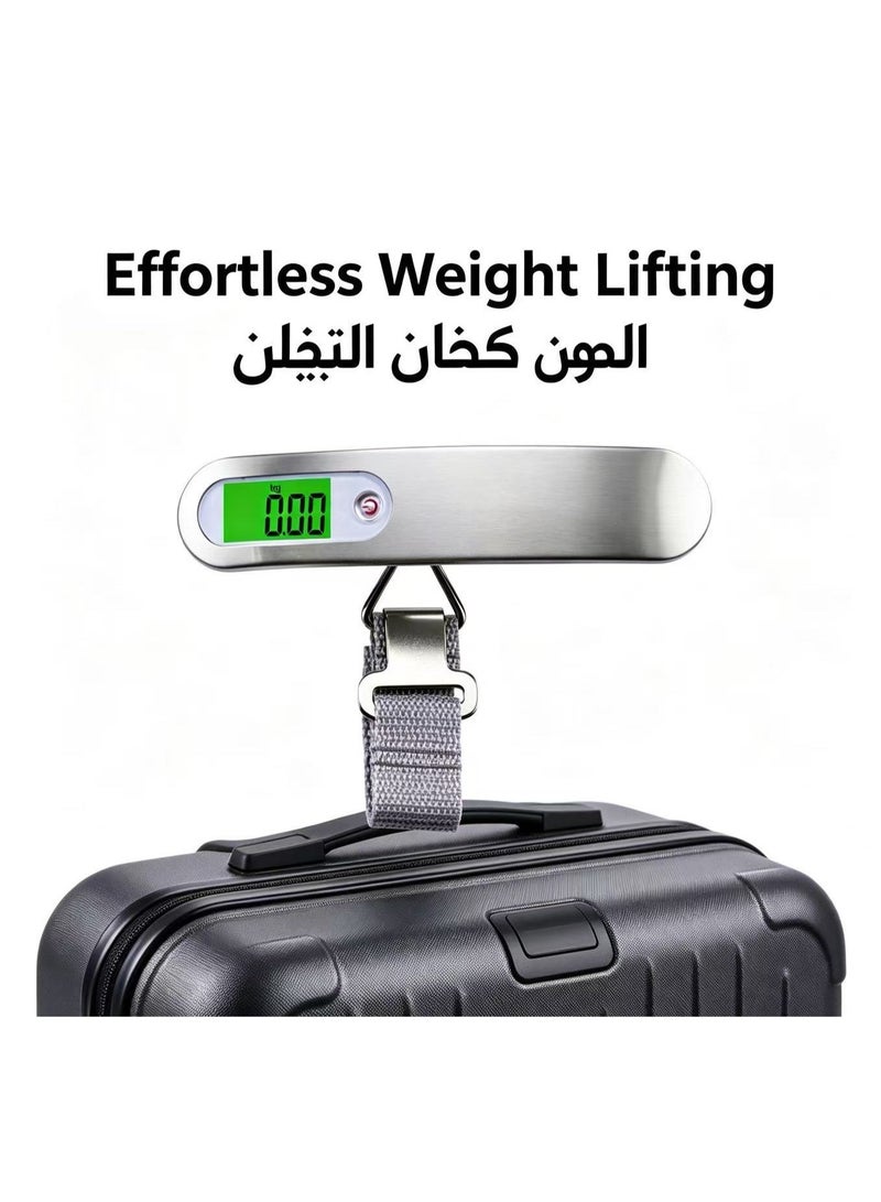 ميزان أمتعة رقمي عالي الدقة، ميزان حقائب معلق سعة 50 كجم/110 أرطال مع شاشة بإضاءة خلفية، ميزان سفر محمول باليد، من ملحقات السفر الأساسية وهدية مثالية - Image 1