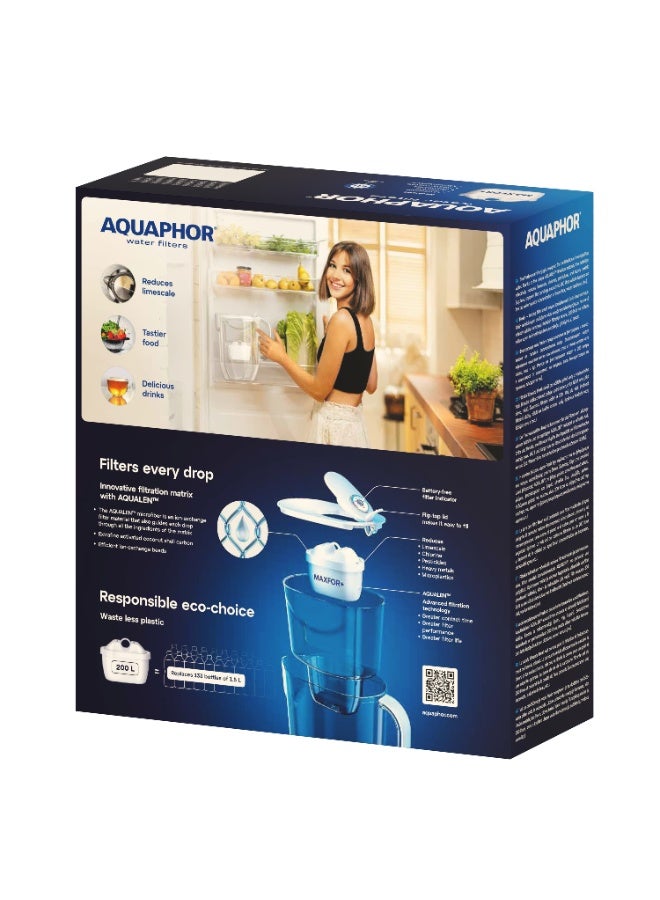 Aquaphor Fresh MFP+ Water Filter Jug 3.2L – Fresh Water Purifier Pitcher with Flip-Top Lid, BPA-Free, Compact Fridge Door Design, Removes Chlorine, Lead, Heavy Metals, Limescale & Contaminants, Includes Maxfor+ Cartridge (White) - Image 4