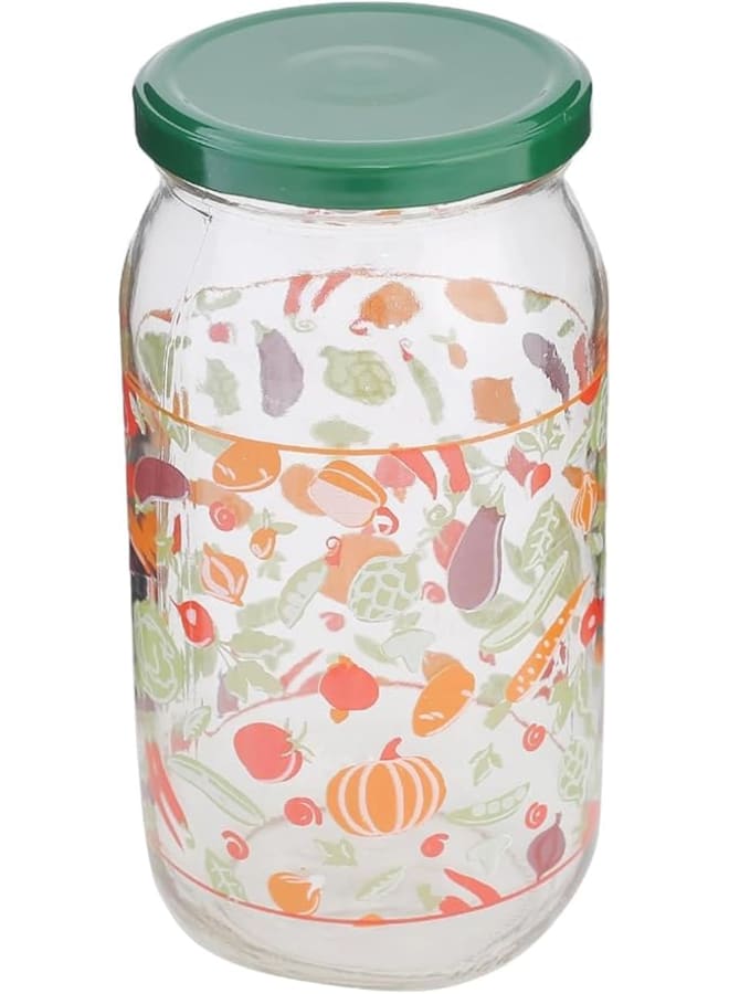Zinnia Vegetables Jar With Lid, 720 Ml Capacity, Green