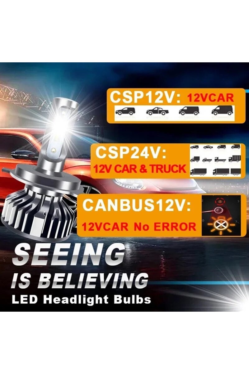 erorex 12V H4/9003/HB2 Hi/Lo 6000K positive White Light 2PCS Car Lights H4 LED CANBUS LED H7 20000LM H11 La - Image 2