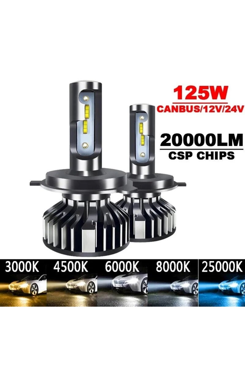 erorex 12V H4/9003/HB2 Hi/Lo 6000K positive White Light 2PCS Car Lights H4 LED CANBUS LED H7 20000LM H11 La - Image 1