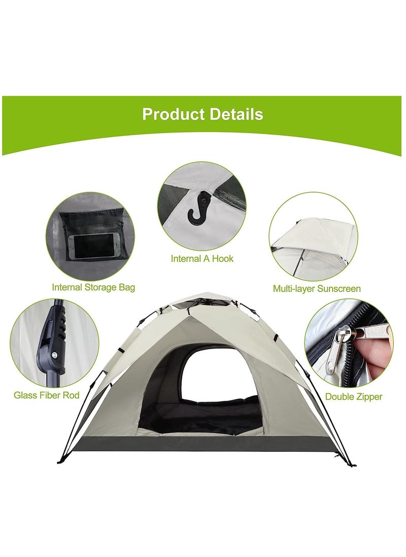 3-4 Person Outdoor Camping Tent, Automatic Pop Up Tent Easy Instant Tent for Beach, Hiking, Camping (Beige) - pzsku/Z90AC3D34C801F1173EE3Z/45/_/1689125776/db1fee31-da22-46b2-9a81-ff436f917ce3