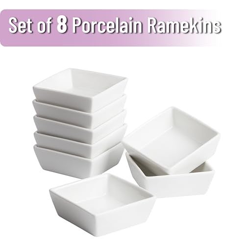 Brew To A Tea BTaT- Ramekins, Square, 4 oz, Set of 8, Oven Safe Ramekins, Christmas Gifts - Image 2