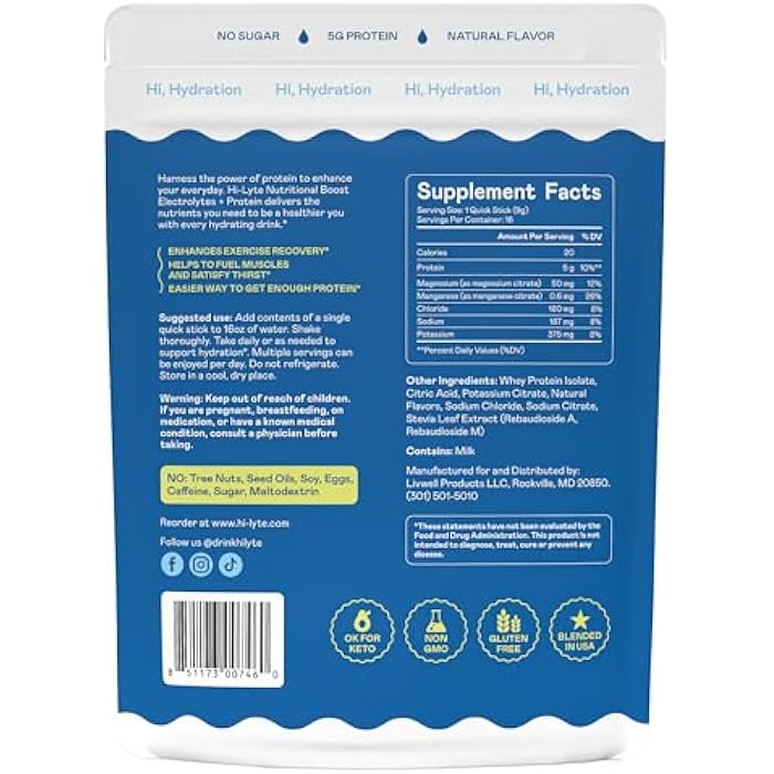 Hi-Lyte Electrolytes + Protein Quick Sticks Raspberry Lemon, 16 Servings - Sodium, Potassium, Whey Protein - Keto Friendly - 5g Protein, No Sugar - Image 5