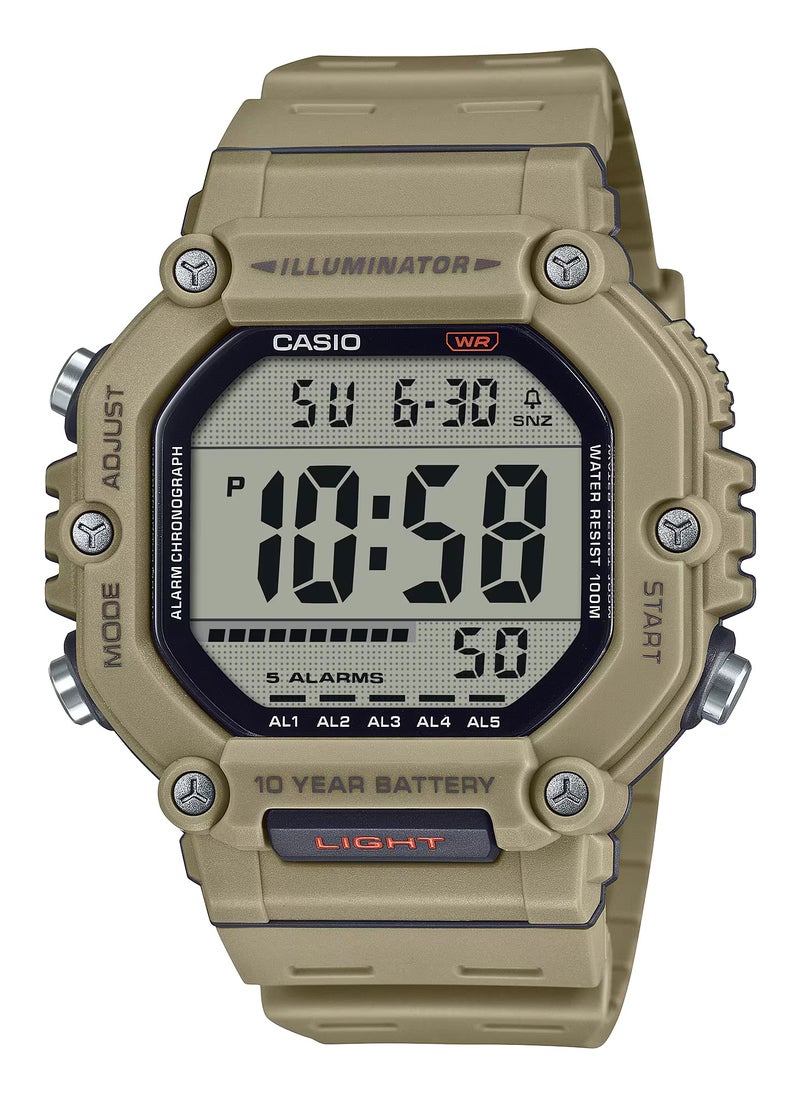 CASIO Digital Display Resin Band Dual Time With 5 Alarms Men's Watch AE-1600H-5AV 49.7MM  - Image 1