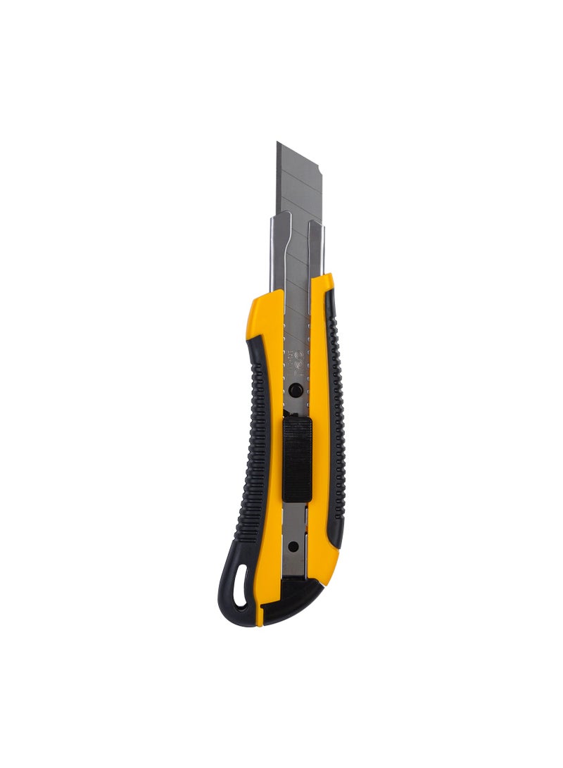 Deli E2064 Cutter  - 8 Snap-Off SK2 Steel Edge, Soft Touch Handle, Yellow, E2064 - Image 1