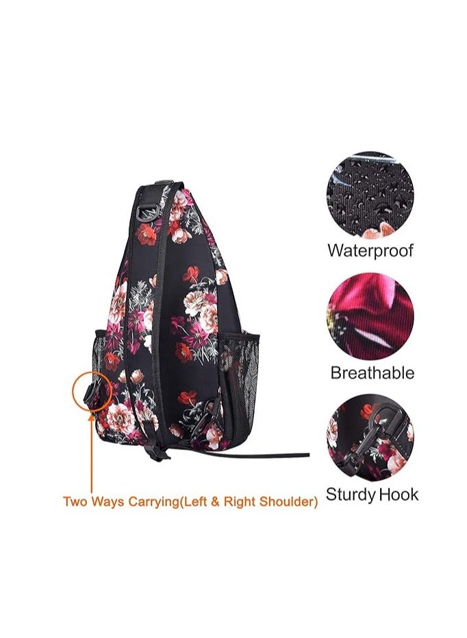 MOSISO Sling Backpack,Travel Hiking Daypack Cottonrose Crossbody Shoulder Bag - Image 4