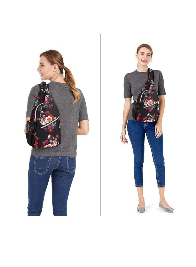 MOSISO Sling Backpack,Travel Hiking Daypack Cottonrose Crossbody Shoulder Bag - Image 5