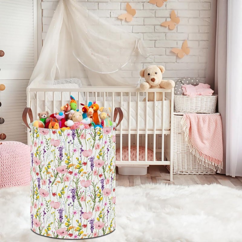 HKEC 19.7" Laundry Basket,Dirty Clothes Hamper,Waterproof Storage Bin,Room Decor,Gift Baskets,Nursery Hamper(Flowering Shrubs) - Image 4