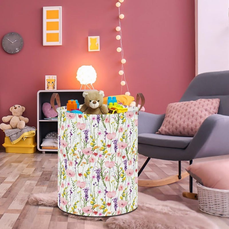 HKEC 19.7" Laundry Basket,Dirty Clothes Hamper,Waterproof Storage Bin,Room Decor,Gift Baskets,Nursery Hamper(Flowering Shrubs) - Image 3
