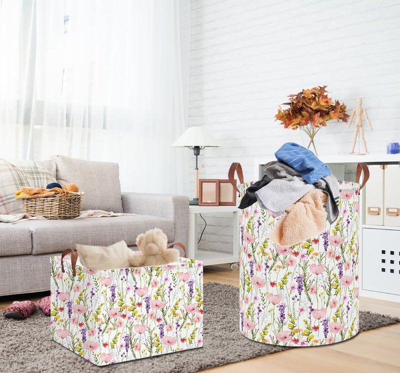 HKEC 19.7" Laundry Basket,Dirty Clothes Hamper,Waterproof Storage Bin,Room Decor,Gift Baskets,Nursery Hamper(Flowering Shrubs) - Image 5