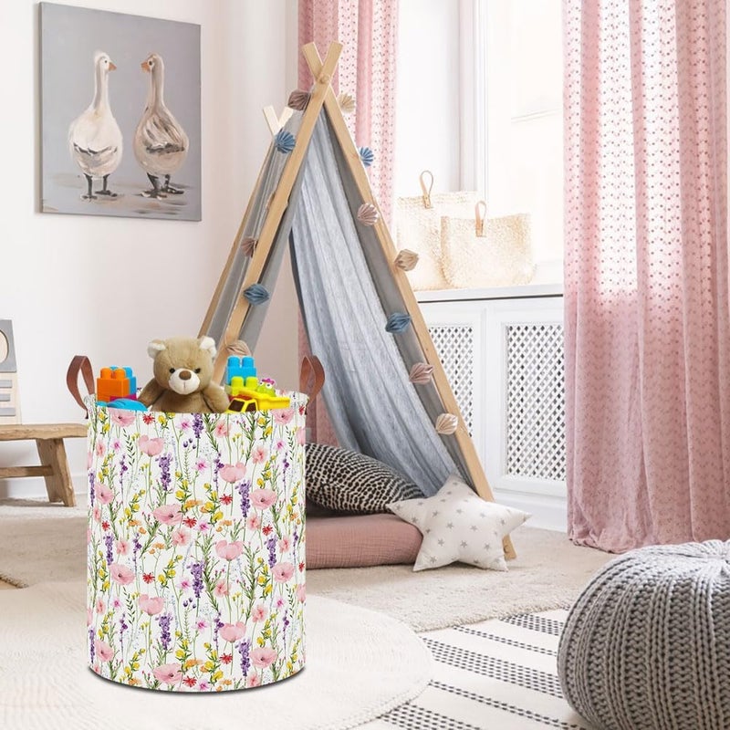 HKEC 19.7" Laundry Basket,Dirty Clothes Hamper,Waterproof Storage Bin,Room Decor,Gift Baskets,Nursery Hamper(Flowering Shrubs) - Image 2