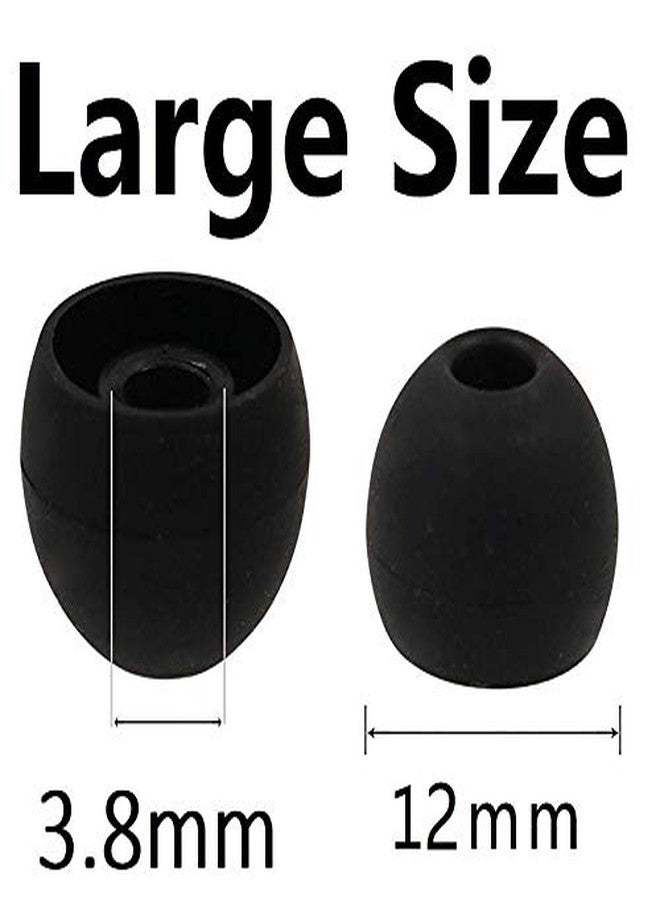 BLLQ 12PCS Large Size Replacement Ear Tips Earbud Eartip Ear Cap Ear Bud Tip for Powerbeats Pro, BeatsX, Senso, TOZO, Sony & Other Inner Hole 3.8mm Earbud in-Ear Headphones,Black,L - Image 2
