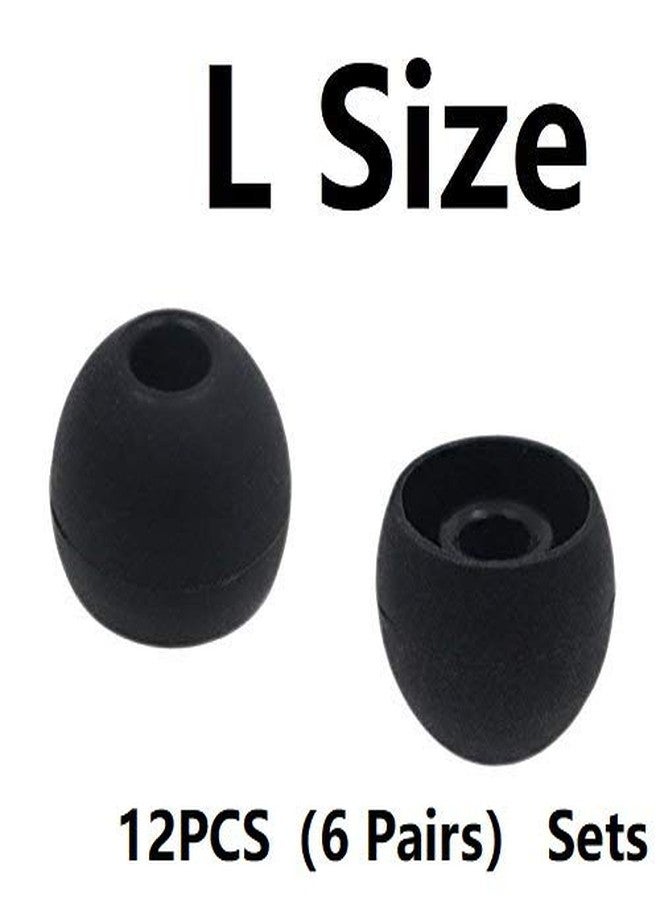 BLLQ 12PCS Large Size Replacement Ear Tips Earbud Eartip Ear Cap Ear Bud Tip for Powerbeats Pro, BeatsX, Senso, TOZO, Sony & Other Inner Hole 3.8mm Earbud in-Ear Headphones,Black,L - Image 3