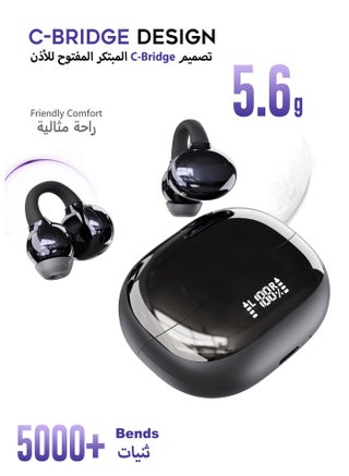 G-TAB CLIP 2 PRO Open-Ear Clip-On Bluetooth Earbuds, Lightweight Wireless Headphones with ANC, Touch Control, IPX5 Waterproof, 30H Battery Life, Dual Device Connection Bluetooth earphone for iOS & Android - view 2