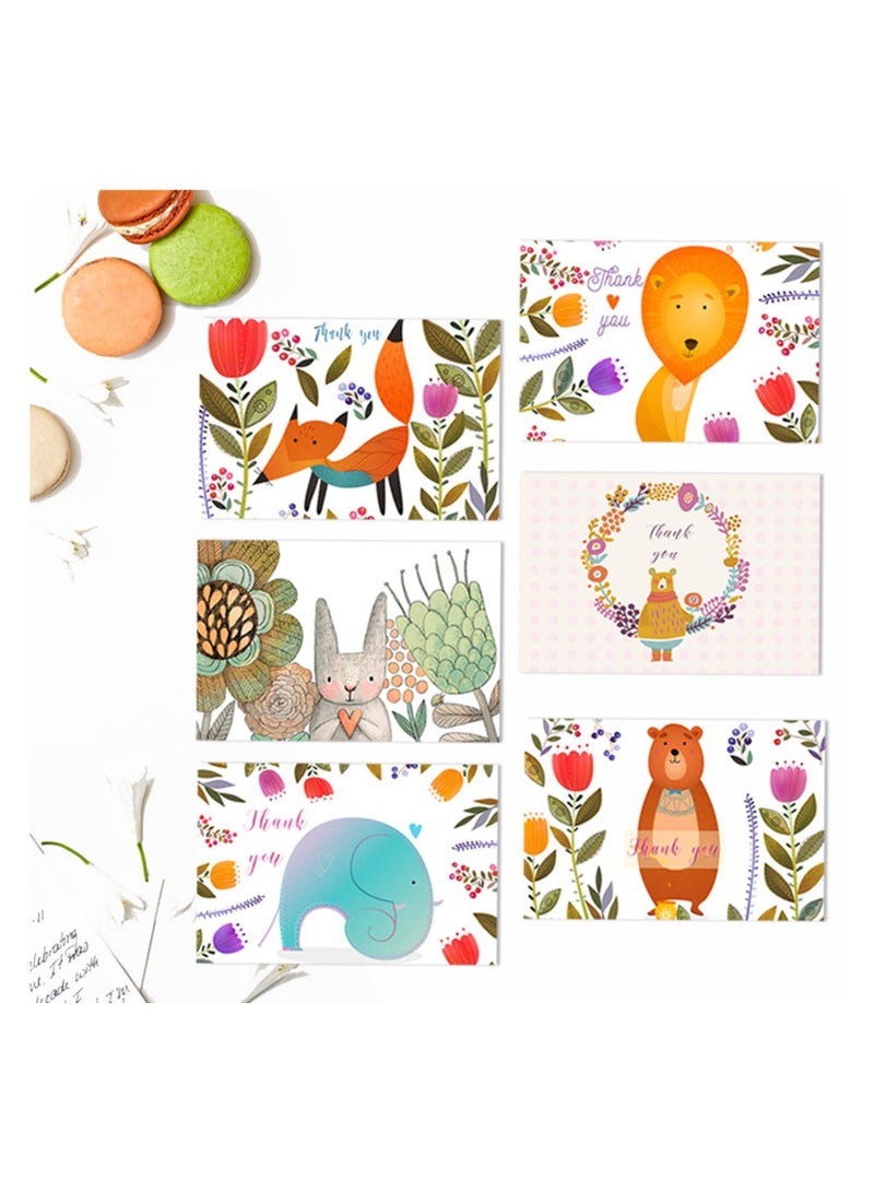 24 Pack Thank You Cards with envelopes and Stickers Lovely Animals Themed Design Each Greeting Cards Blank Inside Invitation Cards for Kids Baby Shower Congratulations Party Business Festival - Image 5
