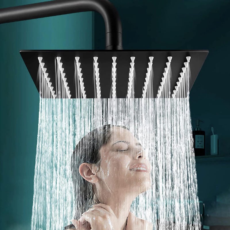 Getaria Rain Shower Head, 12 Inch Square Fixed Rainfall Shower Head Large Waterfall 304 Stainless Steel High Pressure Rain Shower Head with 144 Silicone Jets - Image 4