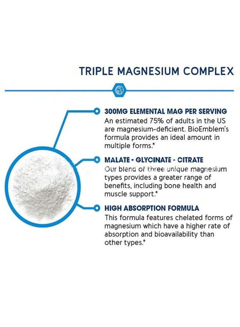 LINE ONE Triple Magnesium Complex 300mg - 90 Vegan Capsules Muscle Relaxation & Nervous System Support  - Image 2