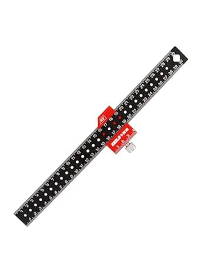 Stainless Steel 30cm Ruler with Red Positioning Block for Woodworking Drafting and Carpentry - Image 1
