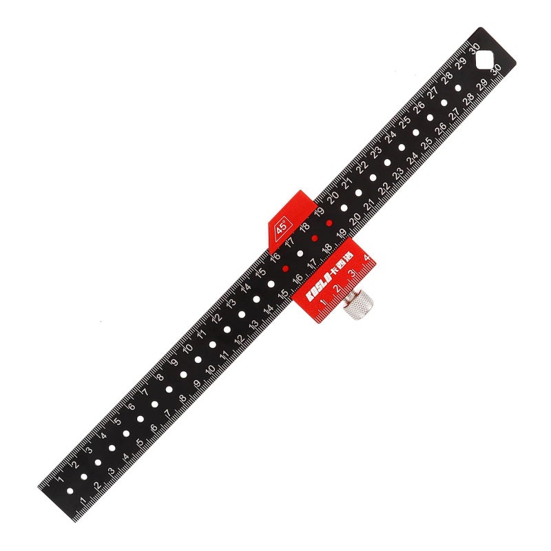 Stainless Steel 30cm Ruler with Red Positioning Block for Woodworking Drafting and Carpentry - Image 2