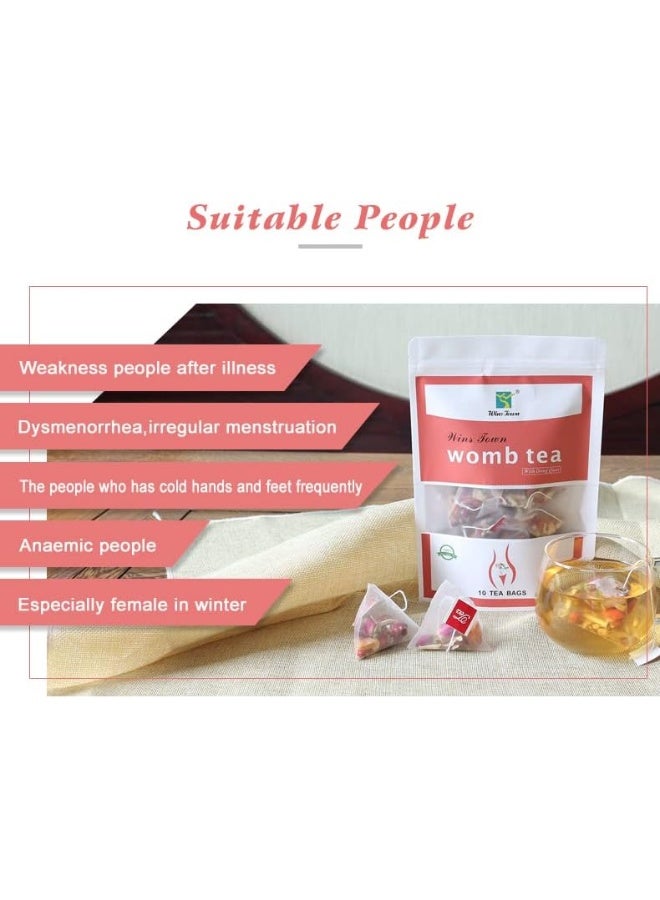 Wins Town شاي وينز تاون للرحم، شاي تنظيف الرحم، شاي عشبي للدفء، العناية، الصحة، حب المرأة، 10 أكياس شاي - Image 5