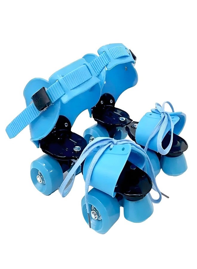 TLISMI Cute Colored Adjustable Size Four-Wheel Roller Skates with Front Brake Sliding Pulley Strap Slalom Smooth Inline Lightweight Skating Shoes for Unisex Beginners, Advanced Kids of Age 8-16 Years - Image 1