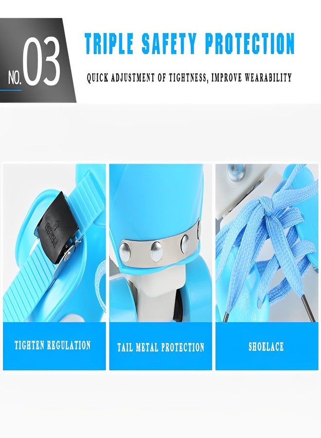 TLISMI Cute Colored Adjustable Size Four-Wheel Roller Skates with Front Brake Sliding Pulley Strap Slalom Smooth Inline Lightweight Skating Shoes for Unisex Beginners, Advanced Kids of Age 8-16 Years - Image 4