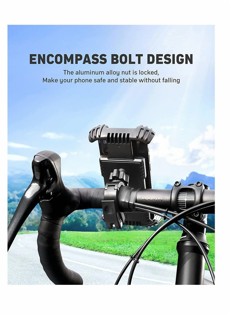 Excefore Bike Phone Holder, Motorcycle Phone Mount, Mountain Bike Accessories for Adult Bikes, Scooter Baskets Handlebar Kit Cell Phone Clip for 4.7 to 6.8 Inch Smartphone, Black  - Image 3