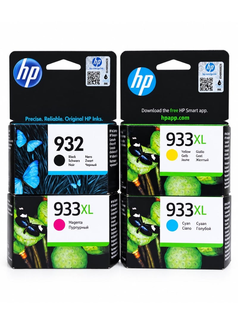 HP 932 / 933XL Set Original Ink Cartridges For 6100, 6600, 6700, 7110, 7510, 7610, 7612, 7620 Printers Black, Cyan, Yellow, Magenta